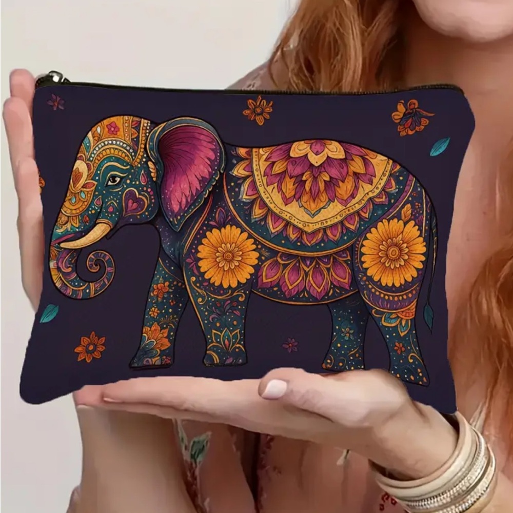 Elephant Print Makeup Cosmetic Bag